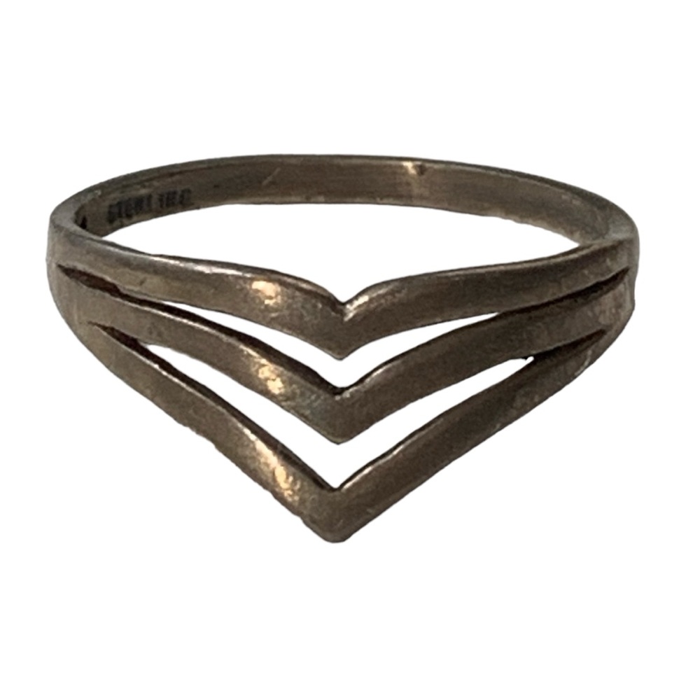 Vintage Sterling Silver Triple Chevron Ring Unisex Woman’s Men’s Jewelry Midi